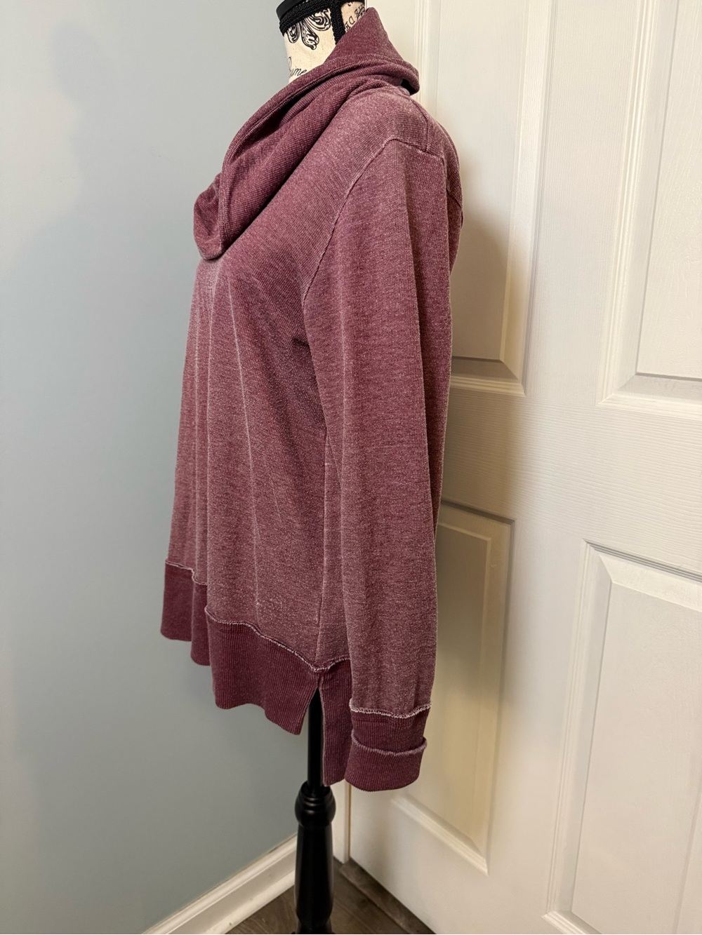 Lucky Brand Women's Cowl Neck cotton sweatshirt in Dusty Plum - Picture 3 of 7